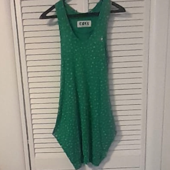 Cats by Tsumori Chisato Dress Green Yellow sleeveless polka dots - Picture 2 of 5